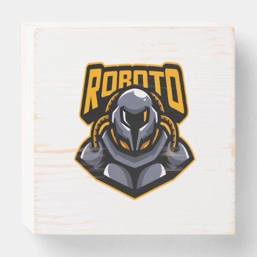 roboto wooden box sign