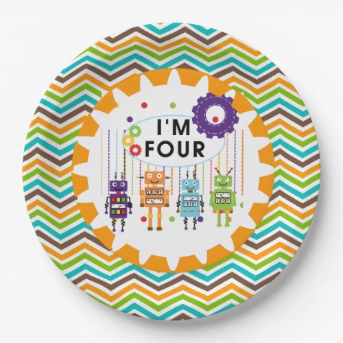 Robots 4th Birthday Paper Plates