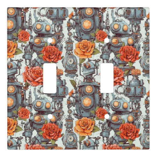 Robots and Bright Flowers  Light Switch Cover