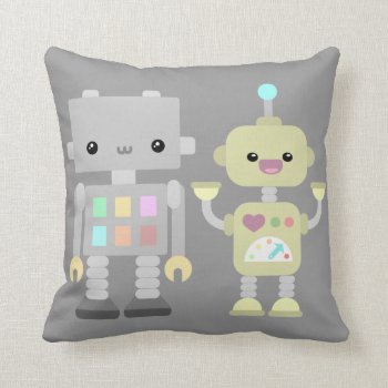 Robots At Play Throw Pillow by Middlemind at Zazzle