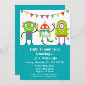 Robots Birthday Invitation Boys Colorful Robot (Front/Back)
