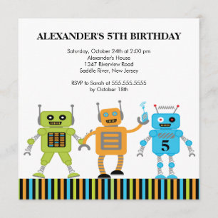 Robots Birthday Party Invitation