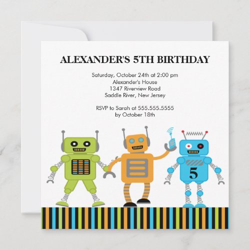 Robots Birthday Party Invitation