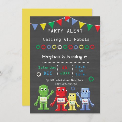 Robots Birthday party Invitations