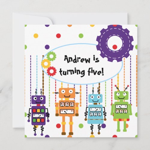 Robots Customized Birthday Invitations