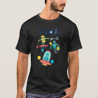 Robots Flying In Outer Space T-Shirt