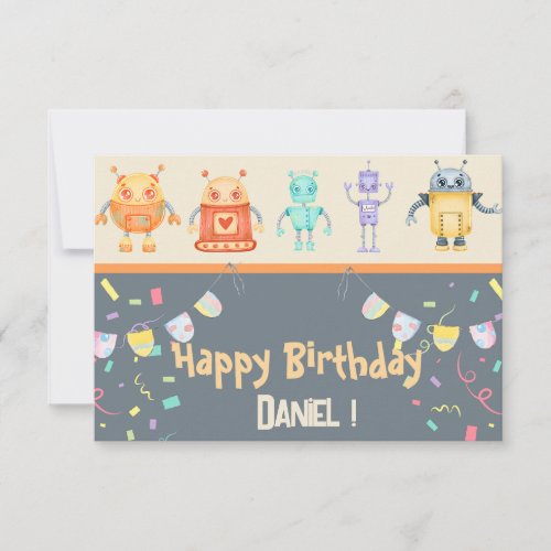 Robots Happy Birthday Greeting Card