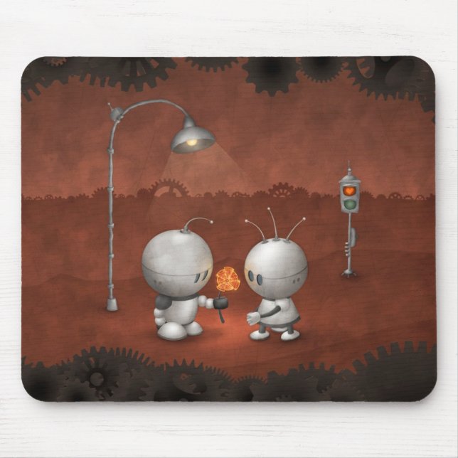 Robots In Love Mouse Pad (Front)
