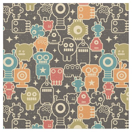 Robots on brown fabric