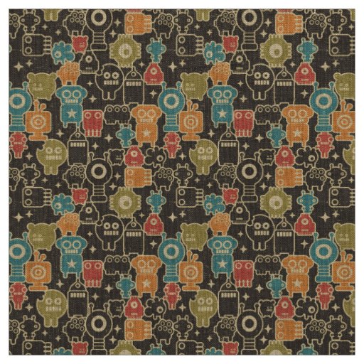 Robots on brown fabric