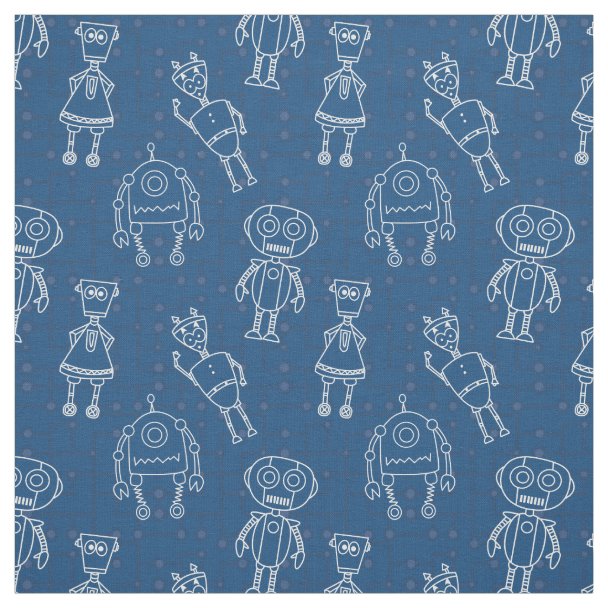 Robots On Gray Fabric Zazzle