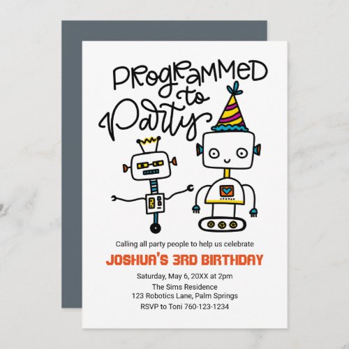 Robots Programmed to Party Invitation