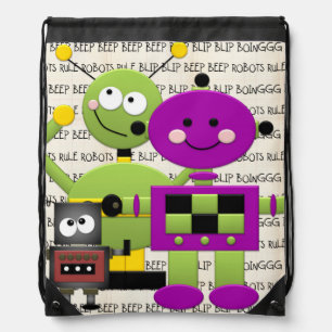 Robots Rule Drawstring Backpack Bag