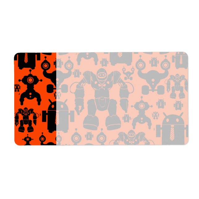 Robots Rule Fun Robot Silhouettes Orange Robotics Label (Front)