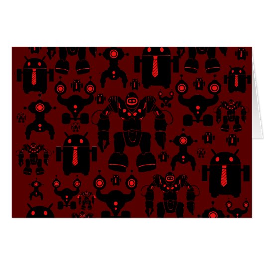 Robots Rule Fun Robot Silhouettes Red Robotics Cards (Front Horizontal)