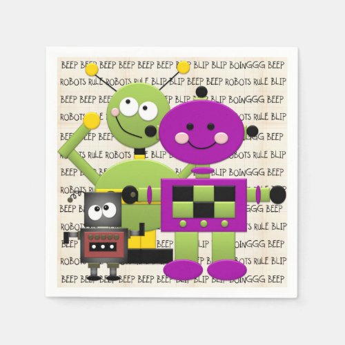 Robots Rule Party Disposable Paper Napkins