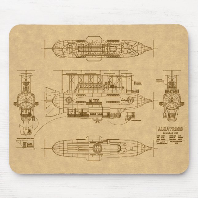 Robur's Albatross from "Master of the World" Mouse Pad (Front)