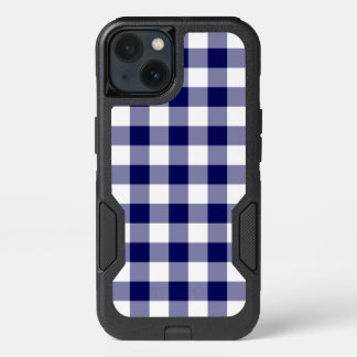 Robust Navy and White Gingham Pattern iPhone 13 Case