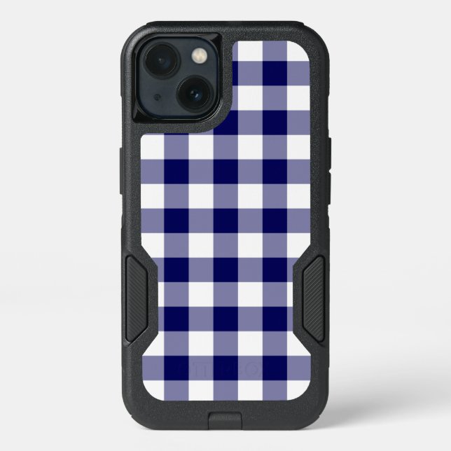 Robust Navy and White Gingham Pattern Otterbox iPhone Case (Back)