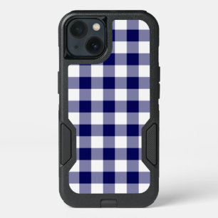 Robust Navy and White Gingham Pattern iPhone 13 Case