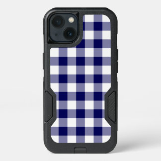 Robust Navy and White Gingham Pattern iPhone 13 Case