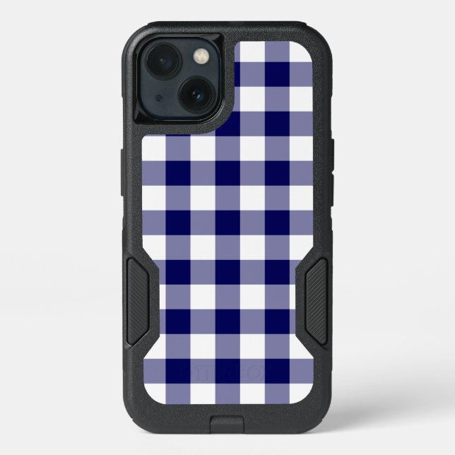 Robust Navy and White Gingham Pattern Otterbox iPhone Case (Back)