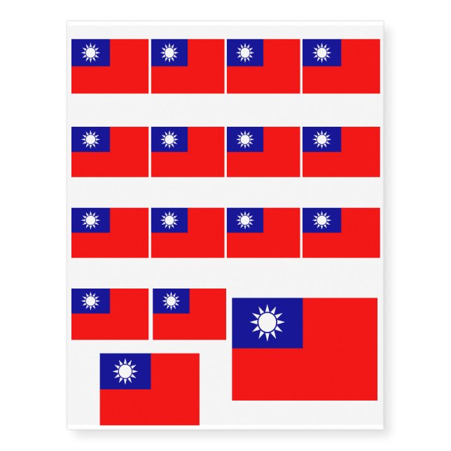 ROC Taiwan - Taiwanese Flag - 中華民國國旗 - 青天白日滿地紅 Temporary Tattoos (Front)