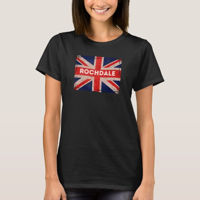 Rochdale Flag Pioneers Town Lancashire Born Bred T-Shirt (Front)