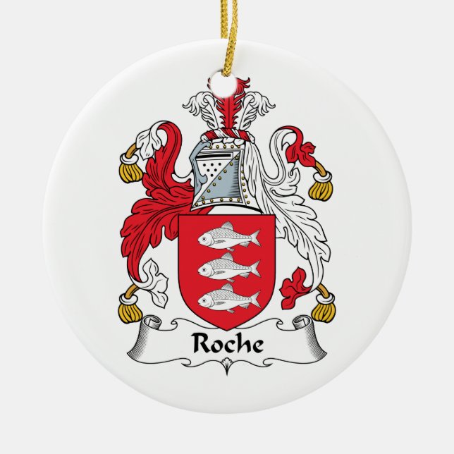 Roche Family Crest Ceramic Ornament (Front)