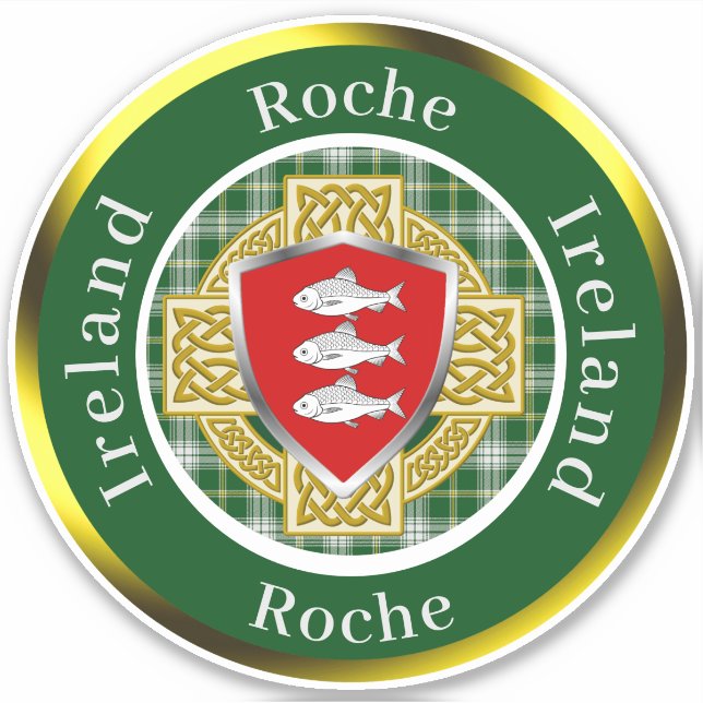 Roche Irish Shield/Celtic Cross Personalized Sticker (Front)