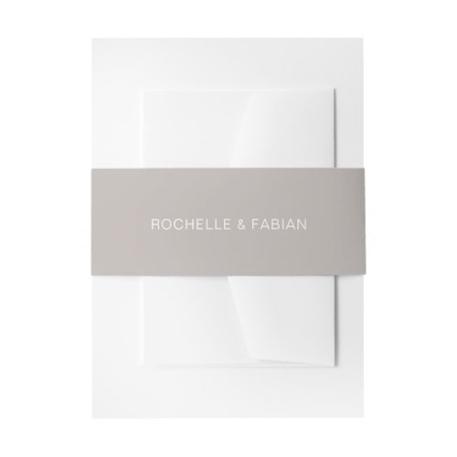 Rochelle Taupe Modern Contemporary Elegant Wedding Invitation Belly Band