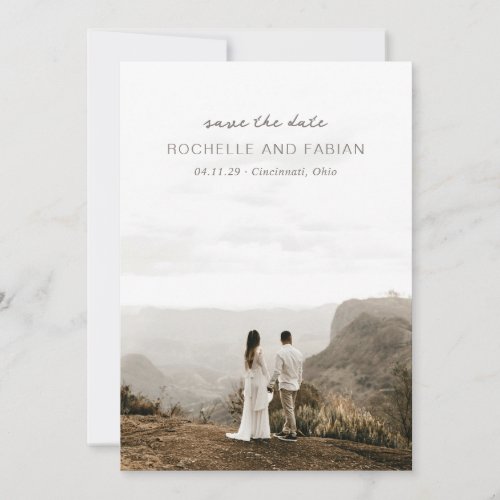 Rochelle Taupe Modern Contemporary Elegant Wedding Save The Date