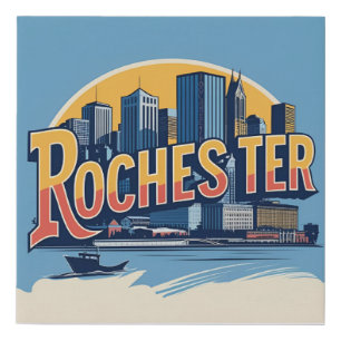 Rochester City Skyline New York USA Faux Canvas Print