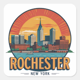 Rochester City Skyline New York USA Square Sticker