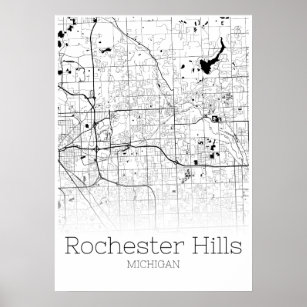 Rochester Hills Map - Michigan - City Map Poster
