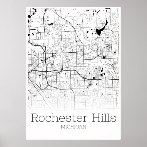 Rochester Hills Map _ Michigan _ City Map Poster