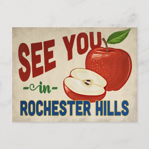 Rochester Hills Michigan Apple _ Vintage Travel Postcard