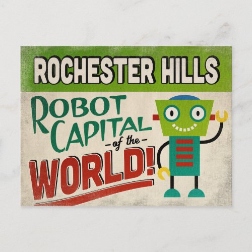 Rochester Hills Michigan Robot _ Funny Vintage Postcard