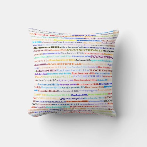 Rochester Hills Text Design II Throw Pillow