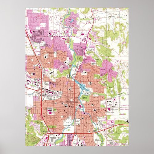 Rochester Michigan Map 1972 Poster