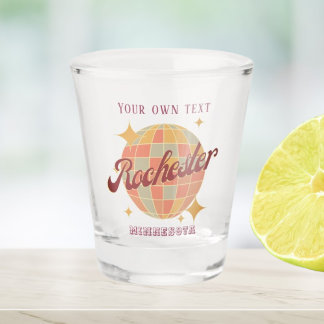 Rochester Minnesota NY Disco Retro Vintage Shot Glass