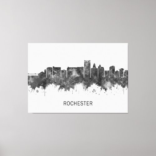 Rochester Minnesota Skyline BW Canvas Print