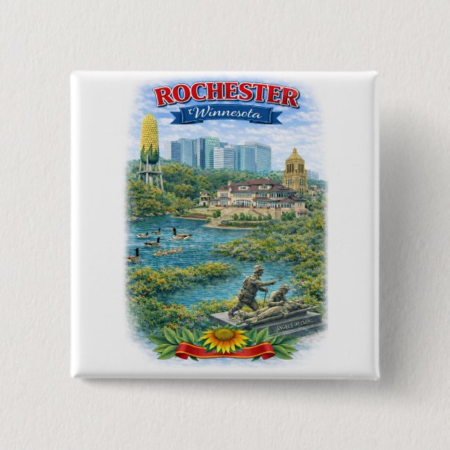 Rochester MN Minnesota Landmarks Button (Front)