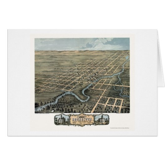 Rochester, MN Panoramic Map - 1869 Cards (Front Horizontal)