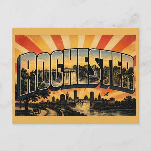 Rochester New York High Falls River Gorge Art Postcard