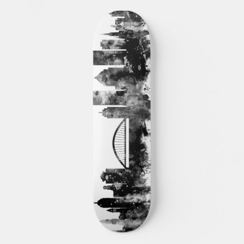 Rochester New York Skyline Black White Skateboard