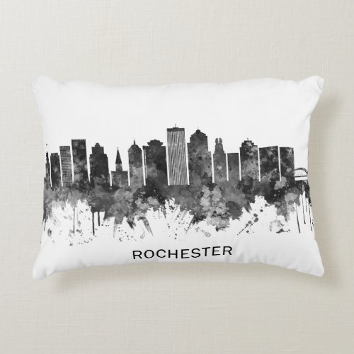 Rochester New York Skyline BW Accent Pillow