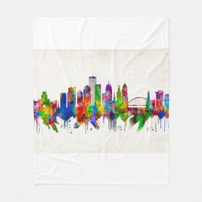 Rochester New York Skyline Fleece Blanket (Front)