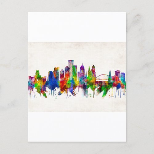 Rochester New York Skyline Holiday Postcard