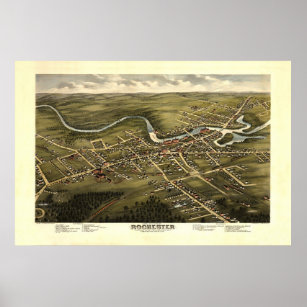Rochester NH 19th Century Birdseye View Poster